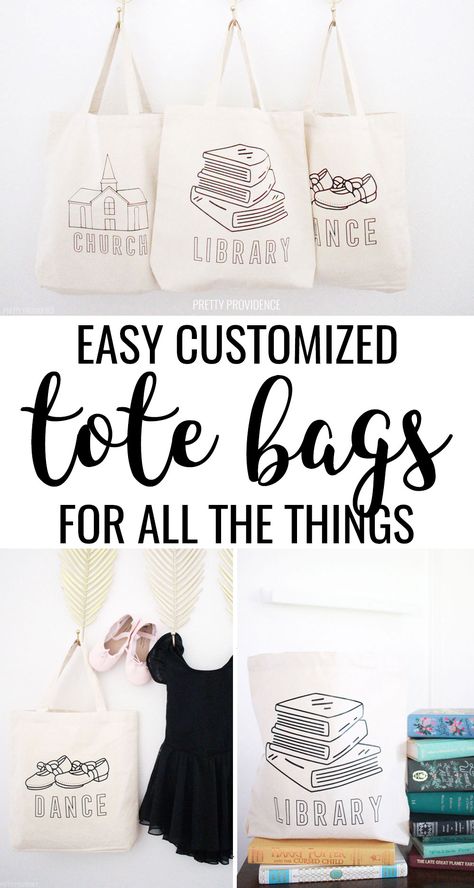 Customize canvas tote bags with iron-on vinyl to make cute personalized dance bags, library totes and church bags, and more! Full tutorial on how to apply Cricut iron-on to canvas totes! #cricut #cricutprojects #cricutexplore #cricutexploreair #cricutmaker #cricutexploreair2 #cricutmade #cricutcrafts #cricutideas #ironon #htv #irononvinyl #svg #svgfiles #irononcanvas #heattransfervinyl #easypress  via @pinterest.com/prettyprovidnce Cricut Iron On Vinyl, Library Tote, Canvas Totes, Free Tote, Soft Leather Bag, Bag Designs, Diy Tote Bag, Dance Bag, Personalised Canvas