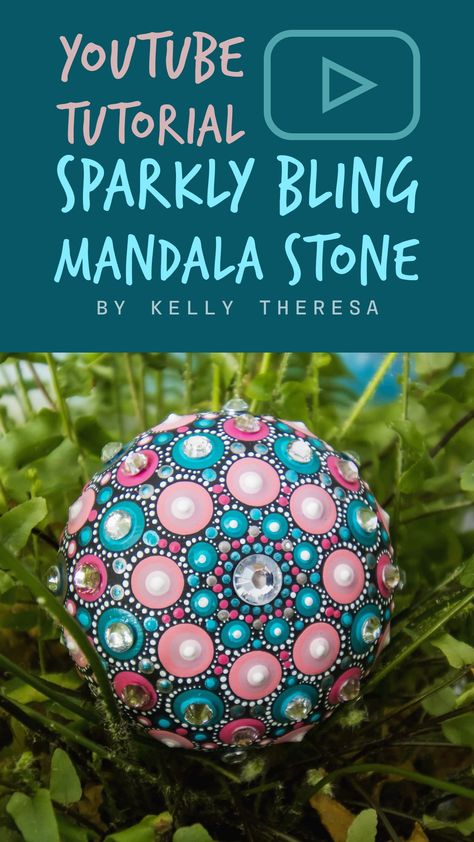 Dot painted mandala stone tutorial on YouTube Dot Painting Mandala, Painting Mandala, Craft Projects For Adults, Mason Jar Projects, Types Of Pins, Mandala Art Lesson, Mandala Rocks, Diy Rhinestone, Dot Mandala