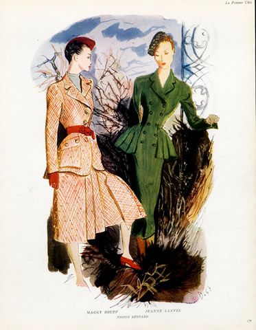 André Delfau 1947 Maggy Rouff, Jeanne Lanvin, Leonard & Cie Lanvin Wedding Dress, Maggy Rouff, 1950s Glamour, Jeanne Lanvin, Original Fashion, Fashion Sketches, Lanvin, Fashion Prints, Evening Dress