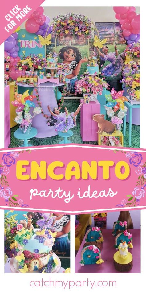 En Canto Birthday Party, Encanto Cake Table Decor, Encanto Party Table Decorations, Encanto Cake Table, Encanto Birthday Party Ideas Diy, Encanto Birthday Party Favors, Encanto Table Centerpieces, Diy Encanto Birthday, Encanto Dessert Table Ideas