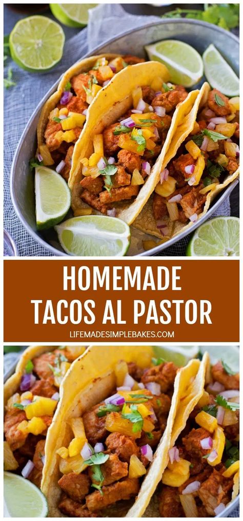 Easy Tacos Al Pastor, Pork Al Pastor Recipes, El Pastor Tacos Recipe, Spicy Pork Recipes, Simple Tacos, Sweet And Spicy Pork, Tacos Al Pastor Recipe, Complete Meals, Life Made Simple