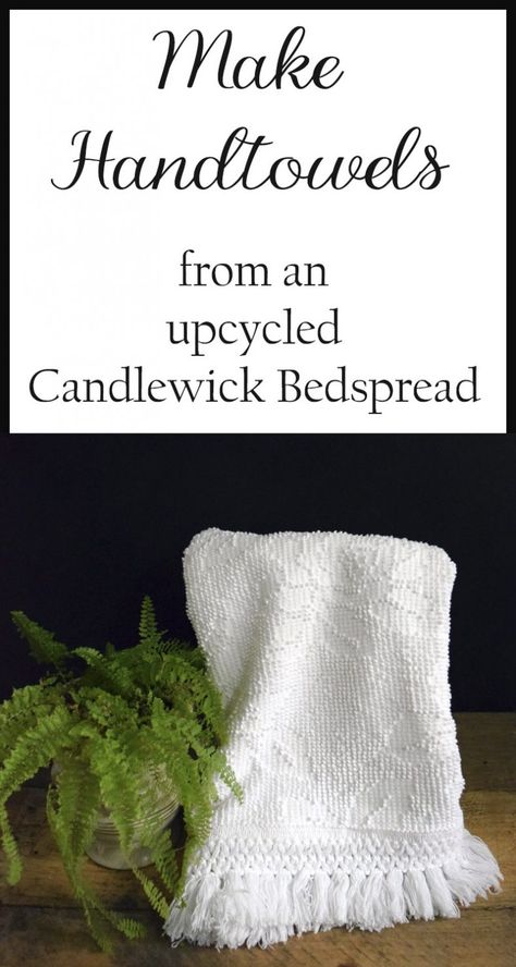 Upcycle a candlewick bedspread into charming handtowels. A great way to give new life to an old bedspread and perfect for your bath or for gift giving. via @nourishnestle Chenille Upcycle, Candlewick Bedspread, Diy Crafts Ideas, Chenille Crafts, Tea Towels Diy, Linen Bedding Natural, Vintage Bedspread, Diy Crafts For Adults, Chenille Bedspread