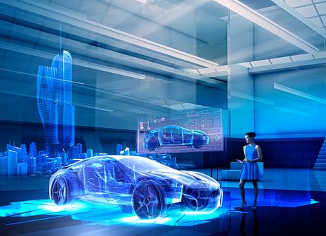 Caucasian woman examining hologram of car Disadvantages Of Technology, Honda Civic Hatchback, Parametric Architecture, Automotive Engineering, Arte Robot, Bmw X6, Futuristic Technology, Bmw X3, New Energy