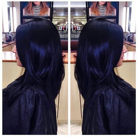 BLUeblack Blueish Black Hair, Jet Blue Black Hair, Black Blue Hair, Ideas For Hair Color, Midnight Blue Hair, Blue Black Hair Color, Blue Ombre Hair, Blue Black Hair, Dark Blue Hair