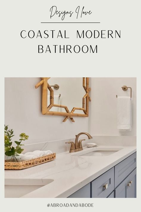 CLICK THE PHOTO TO SHOP! || Coastal bathroom decor, Serena & Lily decor, brass hardware, bathroom refresh, bathroom makeover, classic bathroom details, home decor blog, grand millennial style, coastal style, blue and white bathroom, southern living magazine, southern living home decor, home decor blogger style, classic home decor Southern Living Bathroom Ideas, Serena Lily Bathroom, Modern Coastal Bathroom Lighting, Serena And Lily Bathroom Ideas, Modern Coastal Bathroom Design, Grand Millennial Bathroom, Serena And Lily Bathroom, Bathroom With Rug, Coastal Master Bath