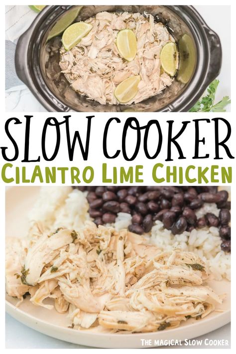 Introducing a recipe that will change your meal plan forever - slow cooker cilantro lime chicken. The combination of seasonings and juices creates the perfect flavor that you may not have otherwise considered. Here's to a fresh take on chicken breasts; just add fresh cilantro and limes! - The Magical Slow Cooker Cilantro Lime Chicken Slow Cooker, Lime Chicken Crockpot Recipes, Slow Cooker Cilantro Lime Chicken, Crockpot Cilantro Lime Chicken, Cilantro Lime Chicken Crock Pot, Lime Chicken Breast, Fiesta Lime Chicken, Latino Recipes, Hearty Food