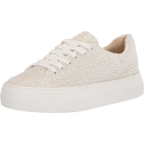 Pearl Women's Sneaker 100% Synthetic Shoes With Rhinestone Embellished Upper Pearl Sneakers, Reception Shoes, Polka Dot Flats, Steve Madden Sneakers, Ankle Strap Sandals Heels, Betsey Johnson Shoes, Wedding Heels, Betsy Johnson, Lacing Sneakers