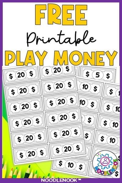 You'll get a ton of great ideas for using play money in the classroom along with a FREE printable play money file. I love to print tons of these (and skip the lamination) to help students with math activities using money. If you need some fun math center ideas for money skills, you need this!! Classroom Money Template Free Printable, Free Printable Money Templates, Fake Money Printable For Kids, Printable Money Template, Play Money Printable Free, Free Printable Play Money, Money Activities For Kids, Mops Activities, Fake Money Printable