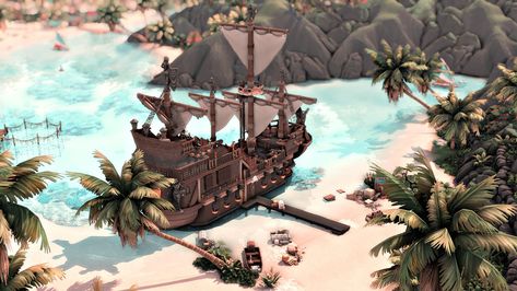 Sims 4 Pirate Ship, Sims 4 Pirate Cc, Sims 4 Builds, Cc Packs, Pirate Boats, Sims 4 Build, Stone Age, Pirate Ship, My Favorite Part