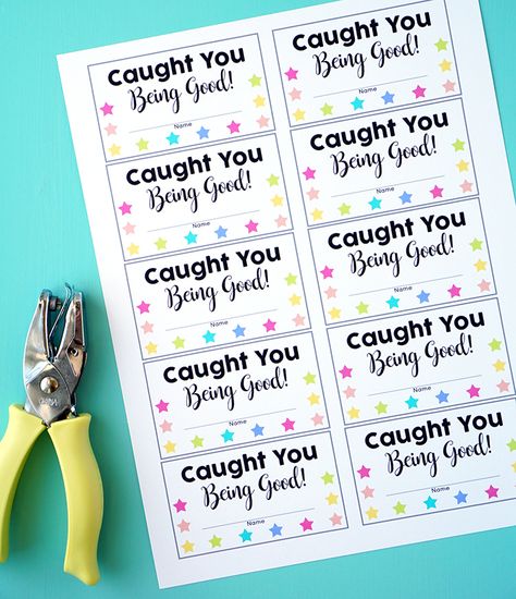 These printable "Caught You Being Good" punch cards are a great way to encourage positive behavior in your children! Earn 10 punches to win a reward prize! Behavior Punch Cards, Behavior Cards, Behavior Plans, Behavior Rewards, Kids Rewards, Classroom Behavior Management, Whole Brain Teaching, Teacher Binder, Behaviour Chart