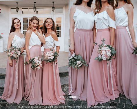 Bridal & bridesmaids separatestulle by StylishBrideAccs on Etsy Bridesmaid Dresses Pink, Bridesmaid Separates, Blush Skirt, Gorgeous Bridesmaid Dresses, Womens Bridesmaid Dresses, Bridesmaid Skirts, Bridesmaid Dresses Uk, Blush Bridesmaids, Silk Tops