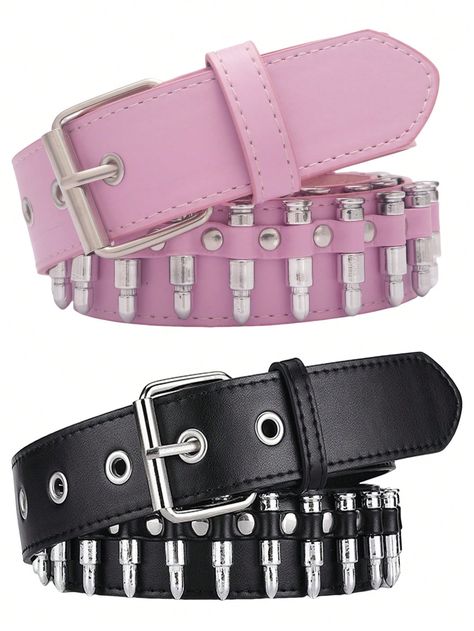 1pc Black Pink PU Leather Heavy Vintage HipHOP Rock Geometric Fashionable Rivet Decor Women Punk Y2K Cowgirl Bullet Belt For Parties,Proms, Sparkling Decorations, OutingsI discovered amazing products on SHEIN.com, come check them out! Vintage Hiphop, Unique Garter, Pink Emo, Sparkle Decorations, Biker Outfit, Studded Belt, Style Savvy, Punk Outfits, Trendy Accessories