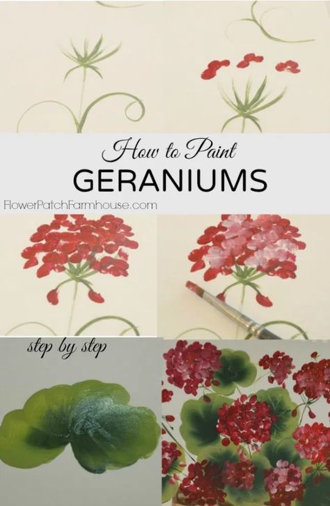 How to Paint a Basket of Red Geraniums Painting Geraniums, Paint A Basket, Basket Art, Painting Lesson, Beginners Painting, Donna Dewberry, Paint Flowers, Red Geraniums, Art Instructions