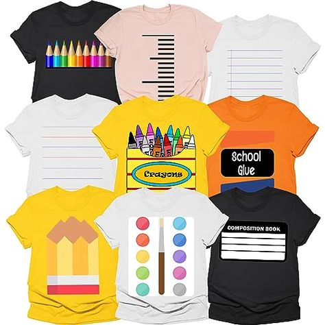 HHOD Group Halloween costumes Teacher School Supplies, Stationery Costume Matching Pencil, Color Crayon, Glue Costumes Shirt Teacher School Supplies, Teacher Halloween Costumes, Teacher Costumes, School Supplies For Teachers, High School Kids, Matching Costumes, Teacher School, Teachers Halloween, Color Crayons