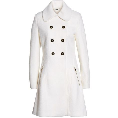 Women's Guess Double Breasted Boiled Wool Peacoat ($170) ❤ liked on Polyvore featuring outerwear, coats, petite, white, white pea coat, petite coats, double-breasted pea coats, double breasted peacoat and white peacoat White Pea Coat, Boiled Wool Coat, White Peacoat, Coat White, Fit And Flare Skirt, Petite Coat, Wool Peacoat, Boiled Wool, White Coat