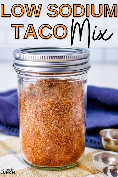 Elevate your taco game with my homemade no salt taco seasoning mix! Packed with a harmonious blend of chili powder, cumin, paprika, and a hint of smokiness, it's the perfect way to add bold and flavorful zest to your dishes without the sodium. Low Sodium Taco Seasoning Recipe, Low Sodium Taco Seasoning, Taco Seasoning Mix Recipe, Low Sodium Recipes Heart, Mayo Salad, Mild Taco Seasoning, Make Taco Seasoning, Heart Healthy Recipes Low Sodium, Low Salt Recipes