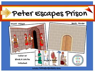 Peter Freed From Prison printables can be used for teacher's visuals and student review #Biblefun Peter Escapes From Prison, Peter Freed From Prison Craft, Peter In Prison Craft, Peter Escapes From Prison Craft, Peter In Prison Craft For Kids, Bible Class Activities, Prayer Crafts, Bible Activities For Kids, Kids Study