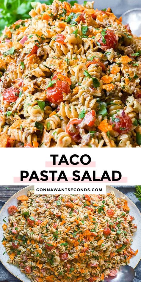 Taco Pasta Salad Award Winning Pasta Salad, Chicken Taco Pasta Salad, Cheeseburger Pasta Salad, Pasta Taco Salad, Balanced Dinners, Blonde Twa, Taco Pasta Salad, Pastas Recipes, Taco Pasta