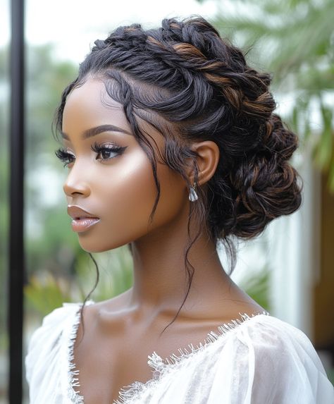 👱 Glamorous Braids Updo Hairstyle: Elegant Wedding Updos Braids Look Black Updo Hairstyles Wedding, Black Updo Hairstyles, Black Updo, Hairstyle Elegant, Cosmo School, Braids Updo, Brown Hair Shades, Braided Updo Wedding, Wedding Updos