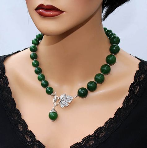 Elegant Statement Necklace, Necklace Woman, Multi Necklace, Large Beads, Woman Jewelry, Bold Earrings, Luxury Necklace, Jade Necklace, Healing Jewelry