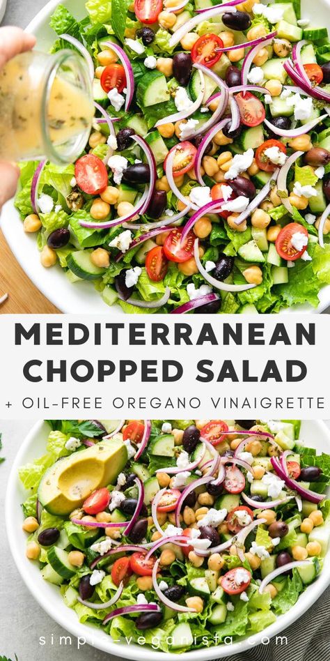 Mediterranean Chopped Salad, Crunchy Salads, Mediterranean Vegan, Simple Veganista, Rat Food, Med Diet, Breakfast Slider, Inflammation Diet, Resep Salad