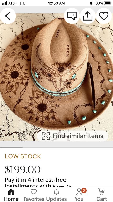 Burnt Hats For Women, Burnt Hat Design Ideas, Burnt Hat Design, Copper Cowgirl, Hat Branding, Burn Hats, Embellished Cowboy Hat, Burnt Hats, Cowboy Hat Crafts