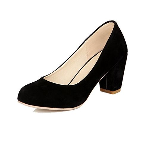 ENMAYER Women's Black Spring And Summer Lovely Sweet High Heel Solid Pump Shoes 4 B(M) US ENMAYER http://www.amazon.ca/dp/B01A58BDJS/ref=cm_sw_r_pi_dp_RZ50wb1TSZ48N Heels Office, Velvet Block Heels, Wedge Wedding Shoes, High Heel Dress Shoes, High Heel Dress, Chunky Heel Shoes, Chunky Heel Pumps, Womens Chunky Heels, Black Pumps Heels