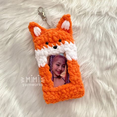 crochet fox photocard holder keychain | cute kpop pc holder Photocard Holder Keychain, Pc Holder, Body Safety, Finger Crochet, Photocard Holder, Cute Kpop, Plush Yarn, Keychain Cute, Cute Fox