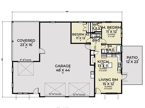 Floor Plan, 090G-0005 Barn Garage Plans, Shop With Living Quarters, Garage With Living Quarters, Garage Apartment Plan, Barn Plan, Garage Guest House, Barn Shop, Garage Apartment Plans, Pool House Plans