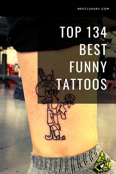 Small Fun Tattoos Men, Funny Cool Tattoos, Funny Mens Tattoos, Easy Mens Tattoos, Iconic Tattoo Ideas, Weird Cool Tattoos, American Traditional Tattoos Funny, Dark Sense Of Humor Tattoos, Clever Tattoos For Guys