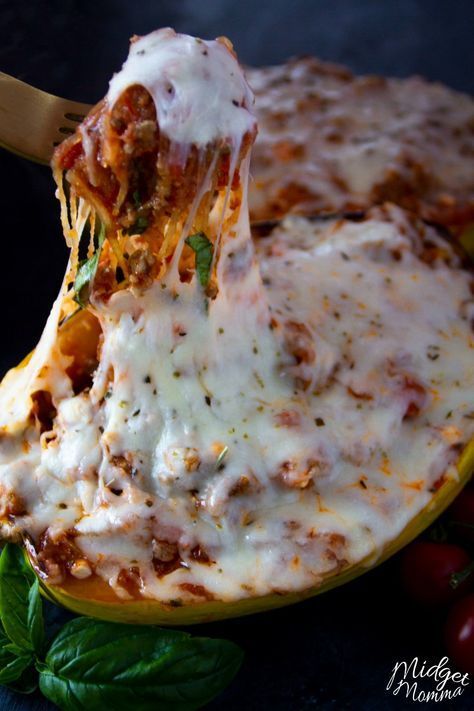 This Spaghetti Squash Lasagna is amazing and low carb. Made with homemade sauce, ground beef and spaghetti squash. This Spaghetti Squash Lasagna Recipe is always a hit when I make it for dinner! #spaghettisquash #Lasagna #lowCarb #keto Beef And Spaghetti Squash, Lasagna Bowl, Spaghetti Squash Lasagna Boats, Squash Lasagna Recipe, Cheesy Lasagna Recipe, Lasagna Boats, Pasta Alternative Low Carb, Healthy Lasagna, Spaghetti Squash Lasagna