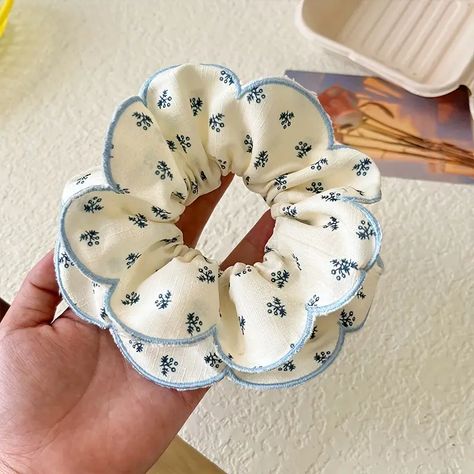 Elegant Floral Scrunchie Soft Fabric Hair Tie Women Girls - Temu Large Scrunchies, Gentle Style, Diy Hair Accessories Ribbon, Hair Tie Accessories, Floral Scrunchie, Tie For Women, Accesories Jewelry, Hand Embroidery Projects, Handmade Hair Bows