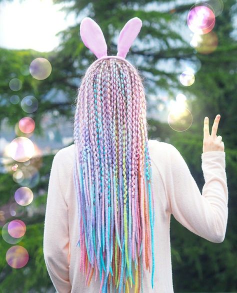 Colored Box Braids, Dreadlocks Extensions, Rainbow Braids, Braids Locs, Afro Braids, Ombre Braid, Yarn Braids, Beautiful Dreadlocks, Colored Braids