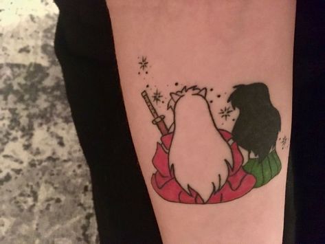 Inuyasha Small Tattoo, Inuyasha And Kagome Tattoo Ideas, Inuyasha And Kagome Tattoo, Kagome Tattoo, Anime Couple Tattoos, Anime Matching Tattoos, Inuyasha Tattoo Ideas, Matching Anime Tattoos, Inuyasha Tattoo