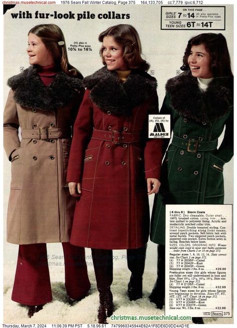 1976 Sears Fall Winter Catalog, Page 375 - Catalogs & Wishbooks 1970s Winter Fashion, 70s Winter Fashion, 1976 Fashion, 70s Winter, Sears Catalog, Aesthetic Clothes, Winter Fashion, 1970s, Fall Winter