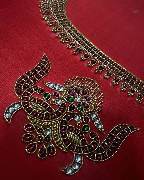 Embroidery Blouses, Maggam Work Designs, Kundan Work, New Saree Blouse Designs, Wedding Saree Blouse Designs, Kids Blouse Designs, Cutwork Blouse Designs, Blouse Embroidery, Sari Blouse Designs