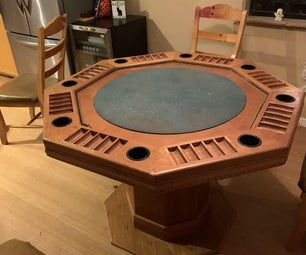 Poker Table : 7 Steps (with Pictures) - Instructables Wooden Game Table, Mdf Trim, Red Oak Stain, Cave Basement, Man Cave Basement, Oak Plywood, Brad Nailer, Poker Room, Game Tables