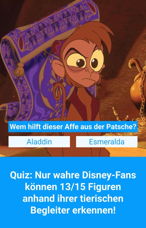 Was wäre Pocahontas nur ohne Meeko oder Mogli nur ohne Baloo? Nur wahre Disney-Fans können alle Charaktere aus den früheren Klassikern an ihren tierischen Begleitern erkennen! Keine Sorge, nicht alle sind so einfach! Disney Quiz, Pocahontas, Pixar, Marvel, Tv, Disney