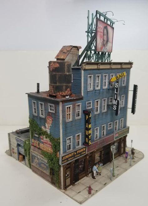 Ho Scale Buildings, Cinder Block Walls, Scale Model Building, Apartment View, Building Concept, 3d Building, Metal Detail, Model Train Layouts, Miniature Houses