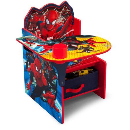 Toddler Desk And Chair, Toddler Desk, Man Desk, Man Chair, Spiderman Kids, Chair Desk, Colorful Graphics, Desk With Storage, Kids Desk Chair