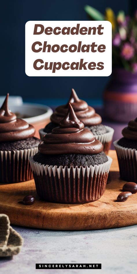 Unleash your inner baker with the "Decadent Chocolate Cupcakes Recipe" 🍫🧁—the perfect blend of rich cocoa flavor and fluffy cake texture. These cupcakes are incredibly easy to make, resulting in a dessert that will surely delight. With a luxurious chocolate frosting, this recipe is ideal for celebrations, gifts, or a special treat for yourself. The "Decadent Chocolate Cupcakes Recipe" will guide you step by step to create the ultimate chocolate experience. Chocolate Chocolate Cupcakes, Dense Chocolate Cupcakes, Easy Chocolate Cupcake Recipe Simple, Best Frosting For Cupcakes, Chocolate Lava Cupcakes, Cupcake Icing Recipe, Easy Chocolate Cupcakes, Choc Cupcakes, Mint Chocolate Chip Cupcakes