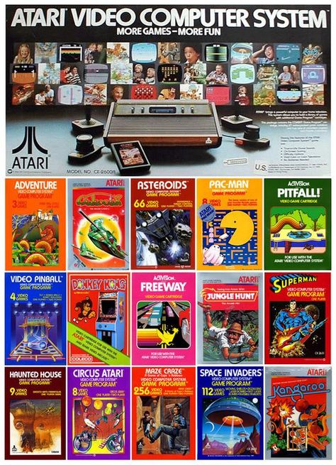 Atari Video Games, Advert Design, Arcade Retro, Atari 2600 Games, 80s Video Games, Atari Games, Retro Console, Retro Arcade Games, Video Game Systems