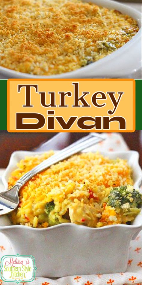 Turkey Divan Scalloped Turkey Casserole Recipes, Rice And Turkey Casserole, Turkey Devine Casserole, Turkey Divine Casserole, Recipes With Cooked Turkey, Chopped Turkey Recipes, Thanksgiving Leftovers Casserole, Turkey Rice Casserole, Turkey Casserole Recipes