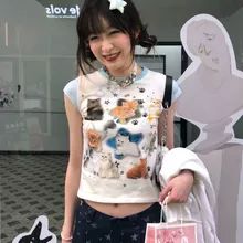 anime clothes - Buy anime clothes with free shipping on AliExpress Patchwork Tshirt, Patchwork Crop Top, Japanese Harajuku, Baby Graphic Tees, Clothing Details, Kawaii Cat, Harajuku Fashion, Cat Print, Infant Tees