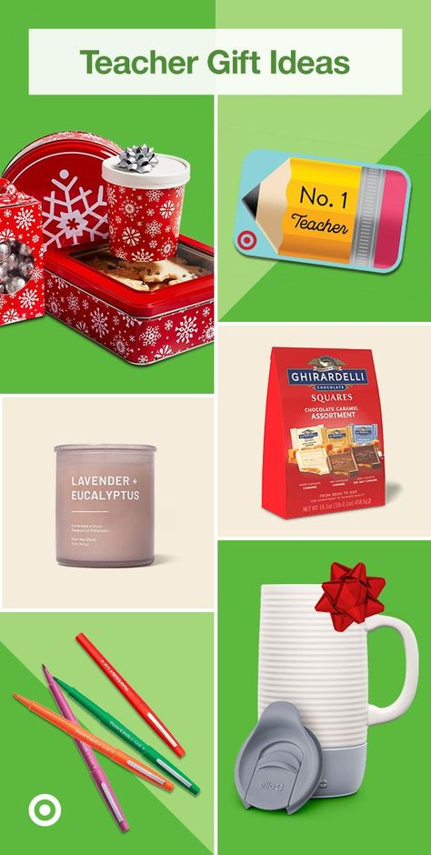 Give your kids’ favorite teachers a Christmas surprise with thoughtful ideas like stationery & travel mugs or self-care faves like candles & chocolate. Gifts From Target, Unique Teacher Appreciation Gifts, Ghirardelli Chocolate Squares, Easy Teacher Gifts, Mastercard Gift Card, 12 Days Of Xmas, Teacher Gift Baskets, Teacher Gift Ideas, Restaurant Gift Cards