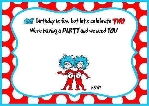 Free Printable Dr Seuss Birthday Invitations | FREE Invitation Templates - Drevio Irish Twin Birthday Party Ideas, Irish Twins Birthday Party Ideas, Dr Seuss Invitations, 2023 Birthday, Birthday Twins, Doctor Who Party, Irish Twins, 1st Birthday Invitation Template, Dr Seuss Birthday Party