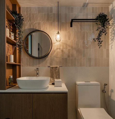 Bathroom Aesthetic Modern, Cosy Bathroom, Dark Wood Bathroom, Small Bathroom Interior, Bathroom Design Inspiration, Bathroom Inspiration Decor, Bathroom Layout, Elegant Bathroom, Bathroom Renos