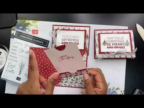 Quick & Easy Stampin’ Up! Holiday Gift Card Holder - YouTube Gift Card Holders Stampin Up, Gift Card Holder Ideas, Card Holder Ideas, Christmas Craft Fair Ideas, Holiday Gift Card Holders, Money Gift Card, Gift Card Holder Diy, Craft Sale Ideas, Gift Card Craft