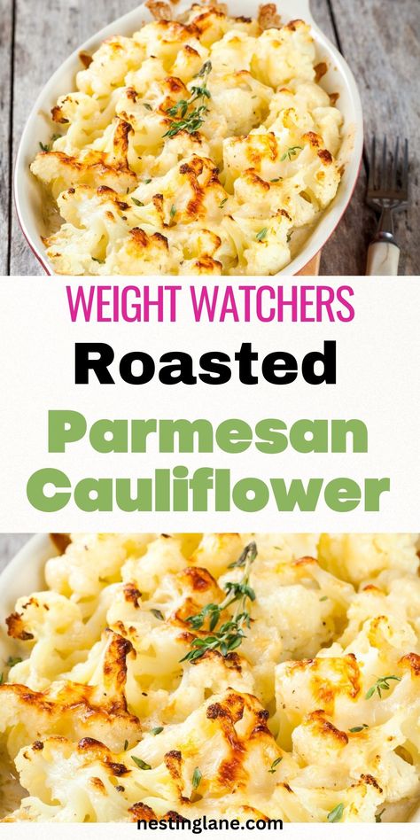 Roasted Parmesan Cauliflower, Weight Watchers Pasta Recipes, Weight Watchers Sides, Easy Vegetarian Sides, Weight Watchers Pasta, Low Points Weight Watchers, Weight Watchers Vegetarian, Weight Watchers Food Points, Weight Watchers Meals Dinner