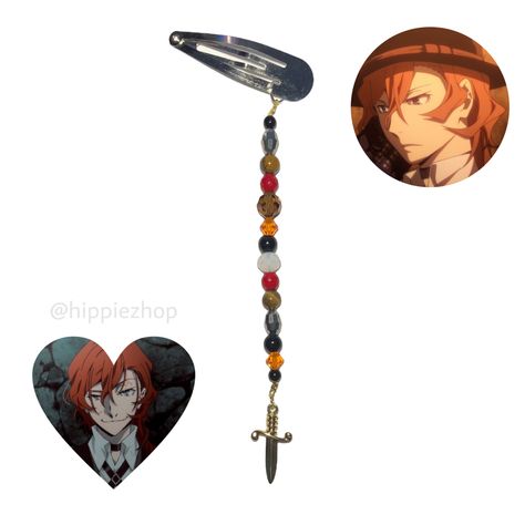 chuuya bungo stray dogs
anime
hair clip aesthetic 
hippiezhop Chuuya Bracelet, Bsd Bracelet, Nakahara Chuuya, Chuuya Nakahara, Kandi Bracelets, Silly Dogs, Handmade Jewelry Tutorials, Stray Dogs Anime, Diy Keychain